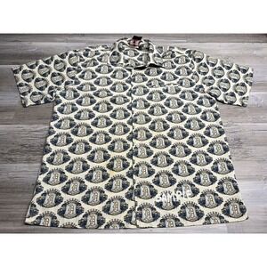 Detroit‎ Al Wissam Mens Shirt L Blue Short Sleeve Button Olde English D